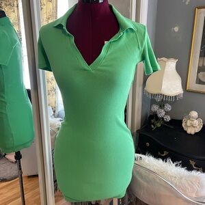 Zara Green Ribbed Mini Dress